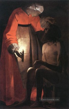Georges de La Tour Werke - Job verspottet von seiner Frau Kerzenlicht Georges de La Tour